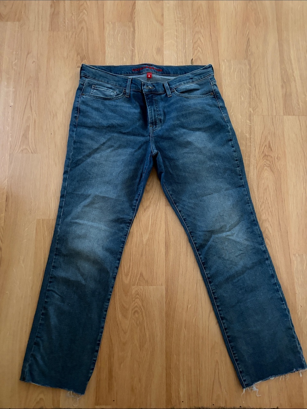 Lucky Brand Sweet Mid Rise Straight Jeans Size 14/32 Raw Hem